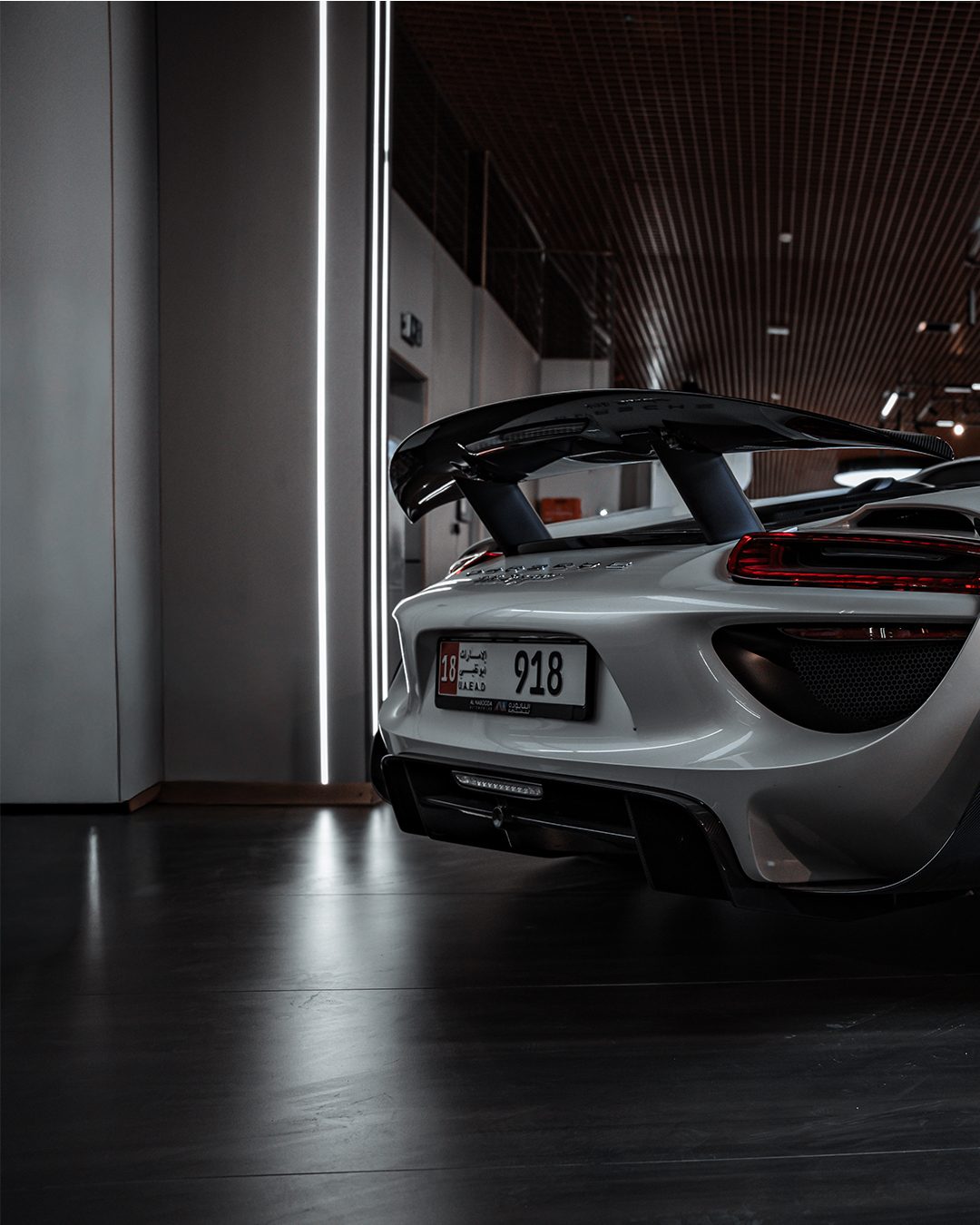 Porsche 918 Spyder in showroom