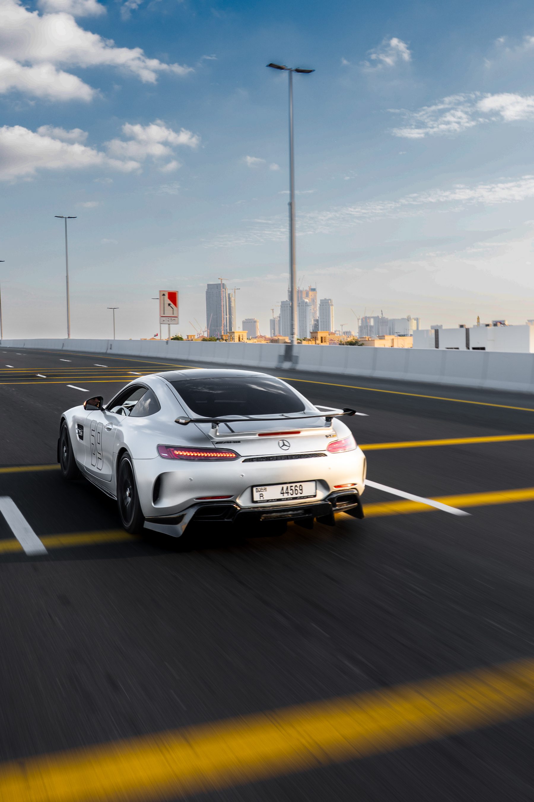 AMG GT rear cityscape