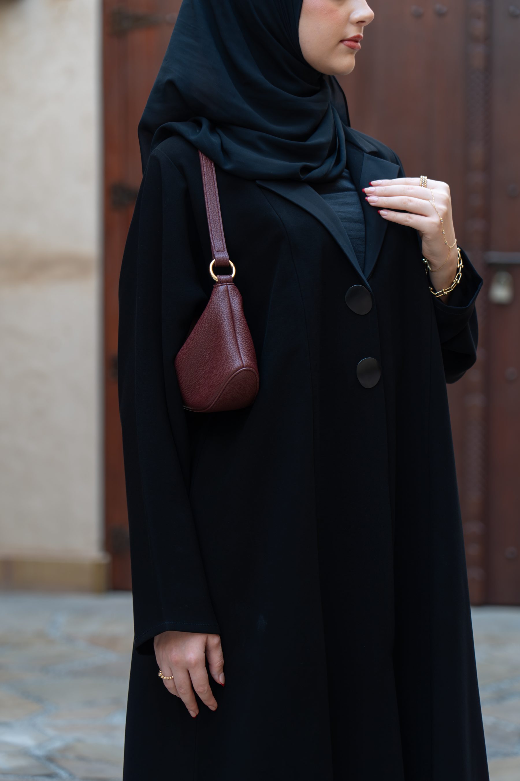 Burgundy bag detail