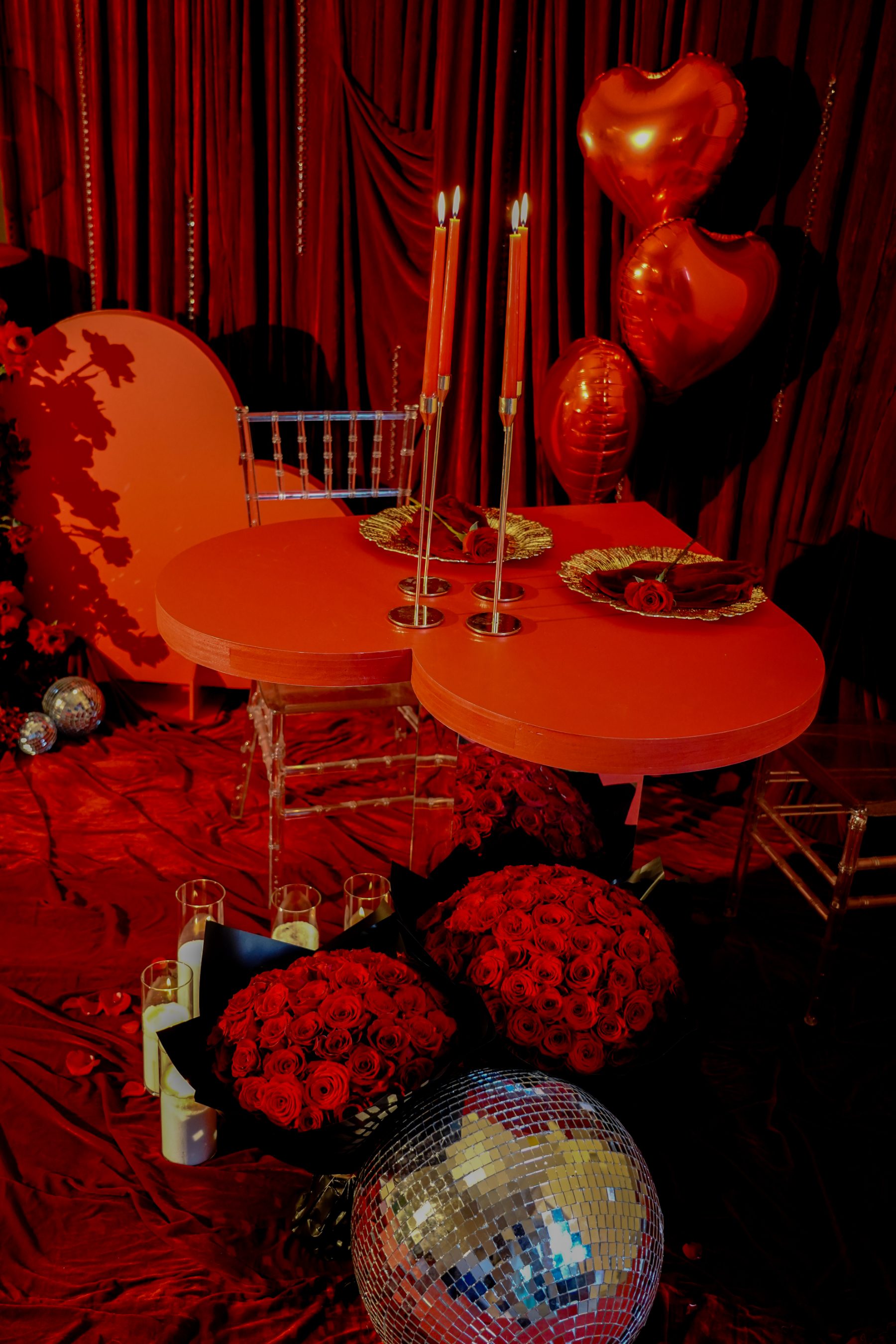 Red table setting